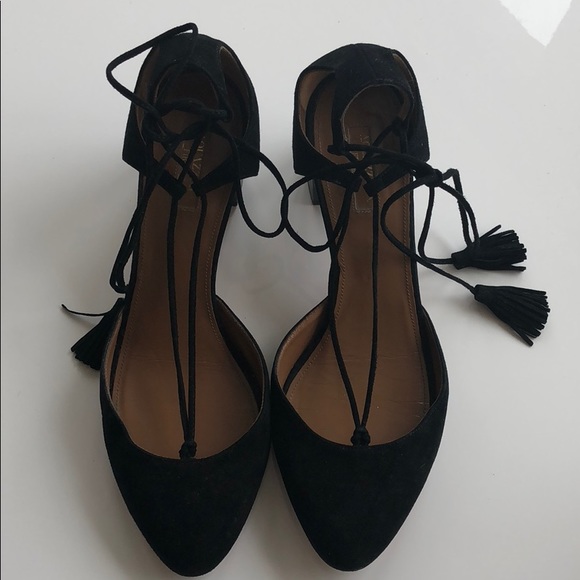 aquazzura suede pumps
